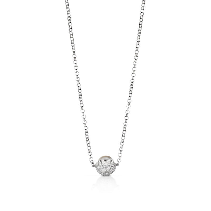 Collana in argento con perle e zirconi bianchi - Roberto Giannotti