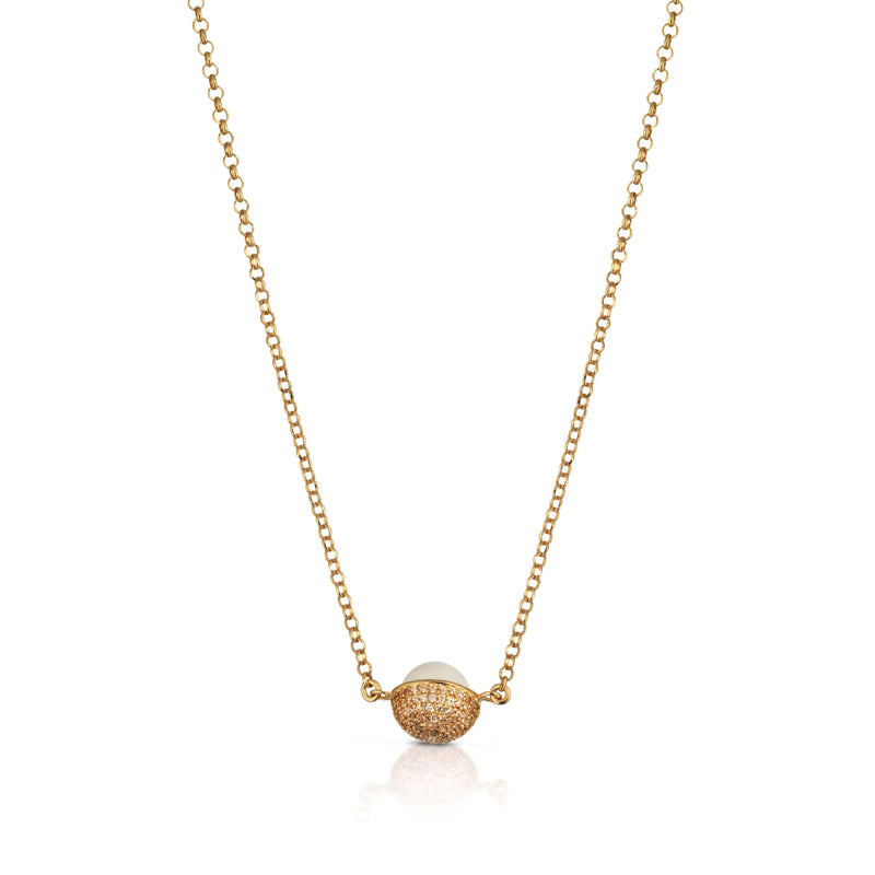 Collana in argento dorato con perle e zirconi bianchi - Roberto Giannotti
