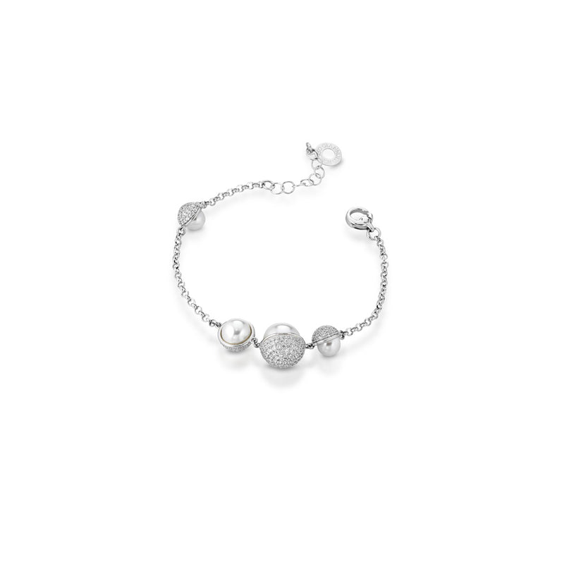 Bracciale in argento con perle e zirconi bianchi - Roberto Giannotti