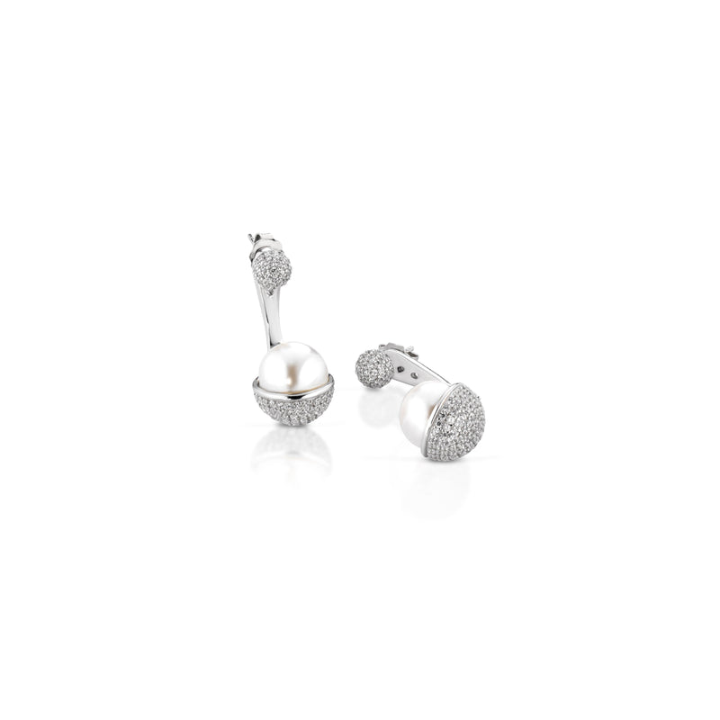 Orecchini in argento con perle e zirconi bianchi - Roberto Giannotti