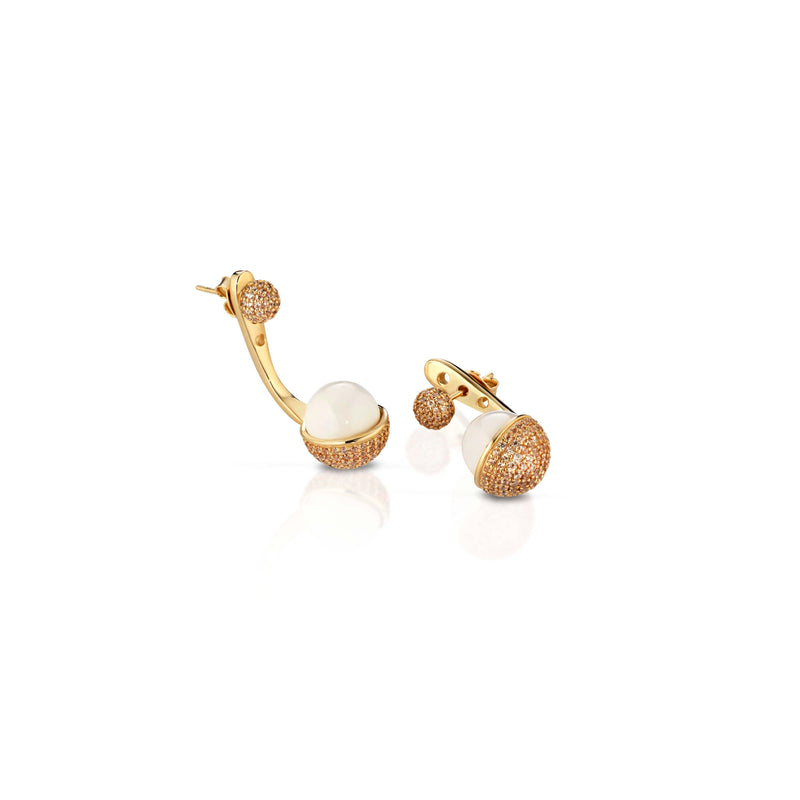 Orecchini in argento dorato con perle e zirconi bianchi - Roberto Giannotti