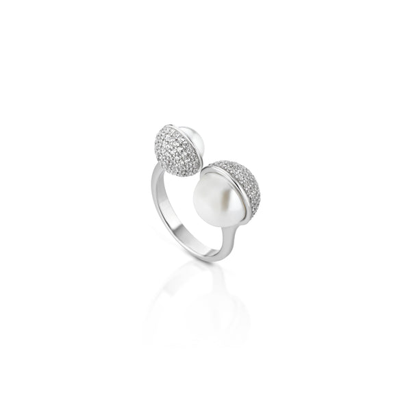 Anello in argento con perle e zirconi bianchi - Roberto Giannotti