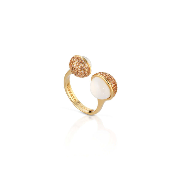 Anello in argento dorato con perle e zirconi bianchi - Roberto Giannotti