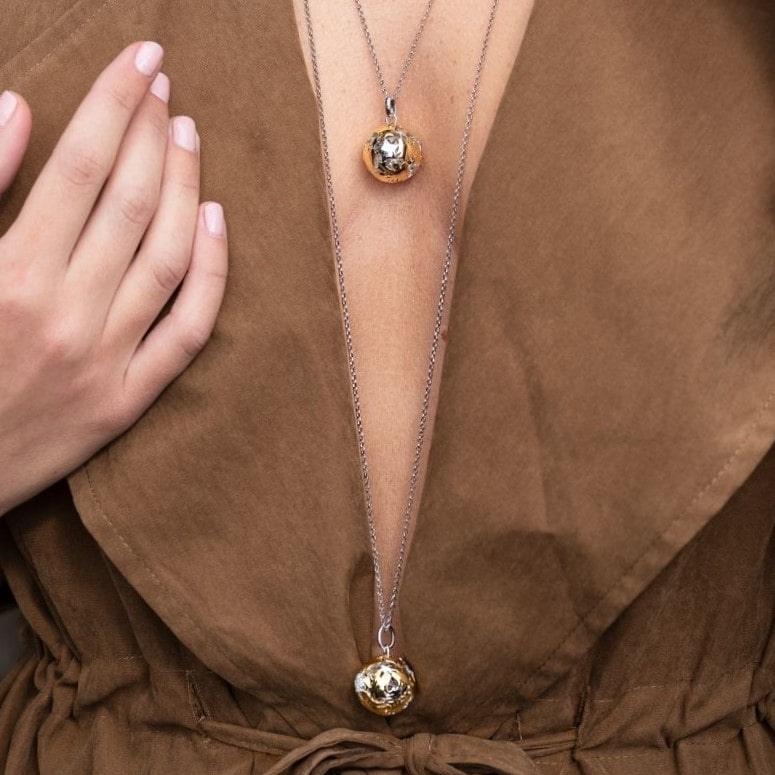 Collana Chiama Angeli in argento e cuore con zirconi - Roberto Giannotti