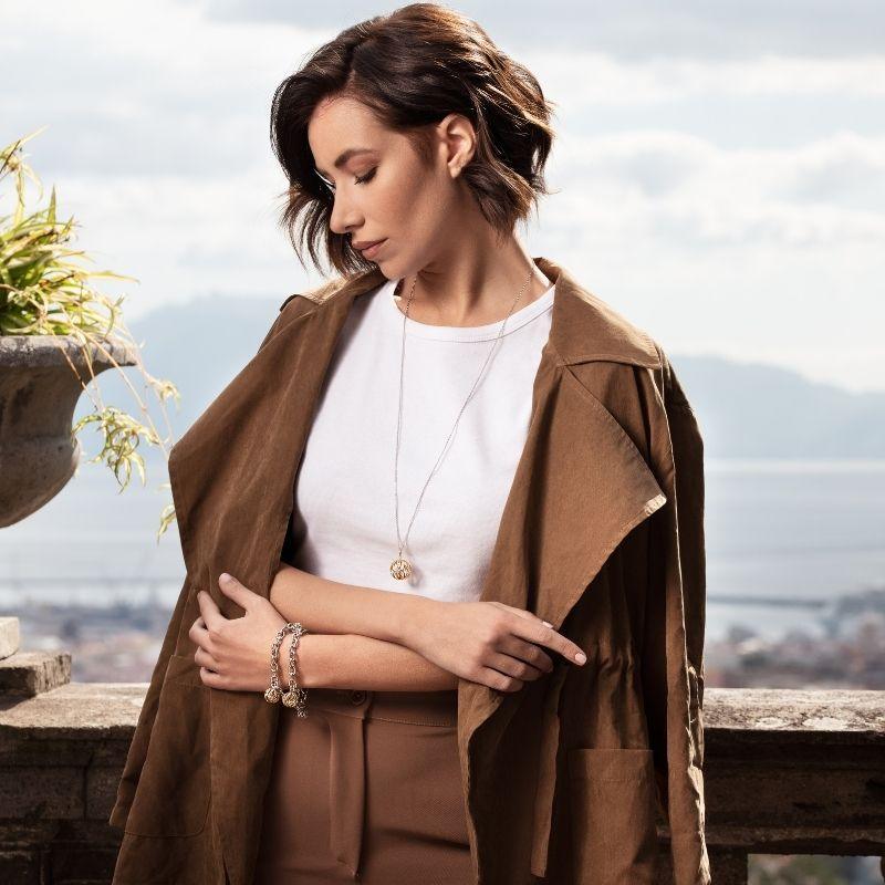 Collana Chiama Angeli In Argento Giallo e Angelo Con Zirconi