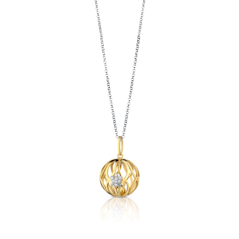 Collana Chiama Angeli In Argento Giallo e Angelo Con Zirconi